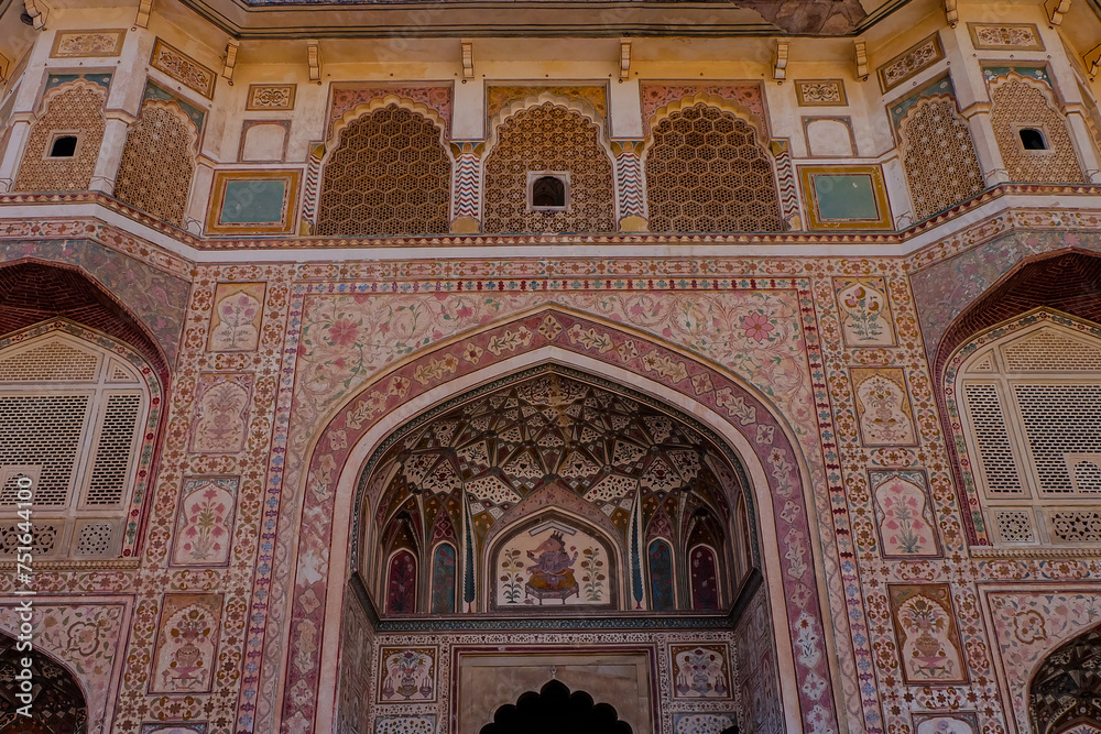 Amber Amer fort palace and Nahargarh Fort in Jaipur, India 
