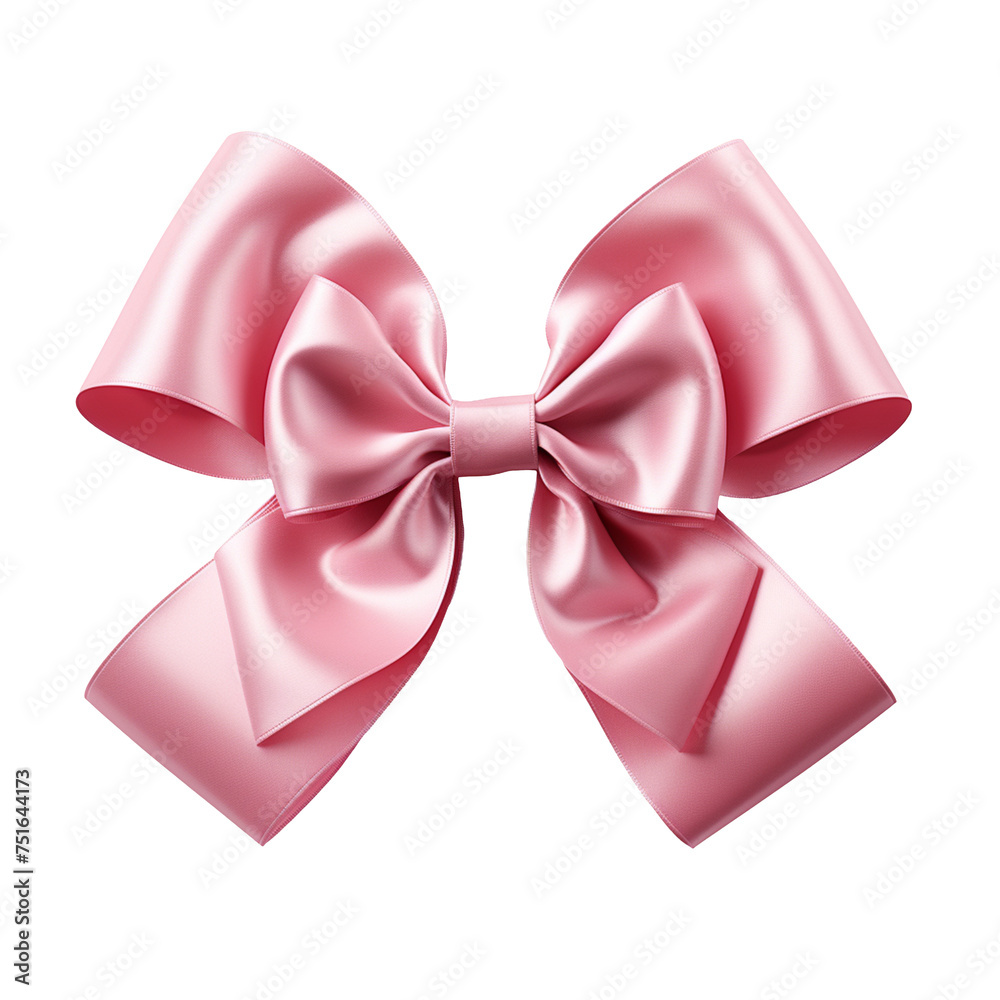 A perfect pink bow isolated on transparent background