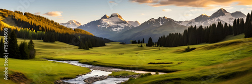 Tranquil River Through Lush Meadows With Majestic Mountain Backdrop in BC Parks
