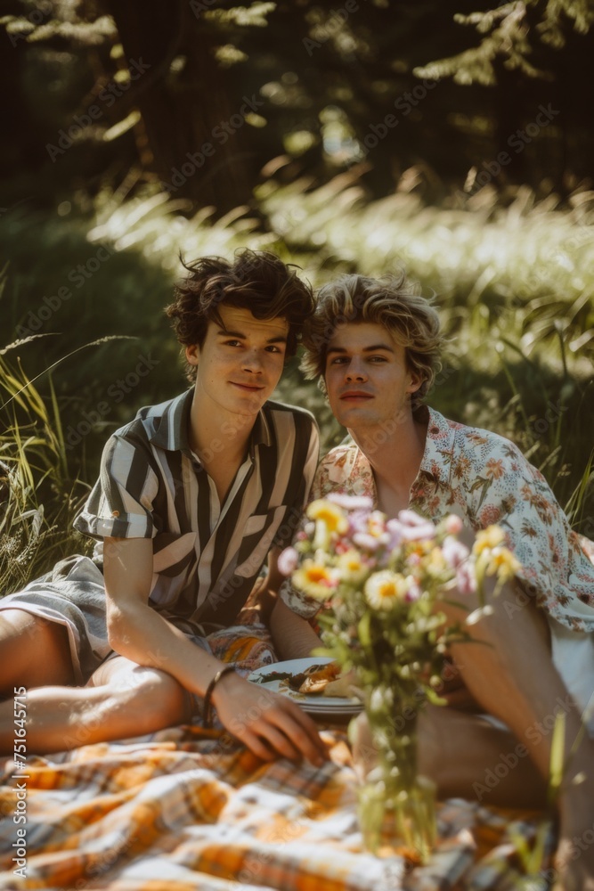 A gay couple in love enjoying a day in nature together