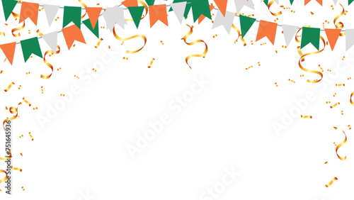 Ireland color concept party flags and confetti. celebration, birthday. vector illustration