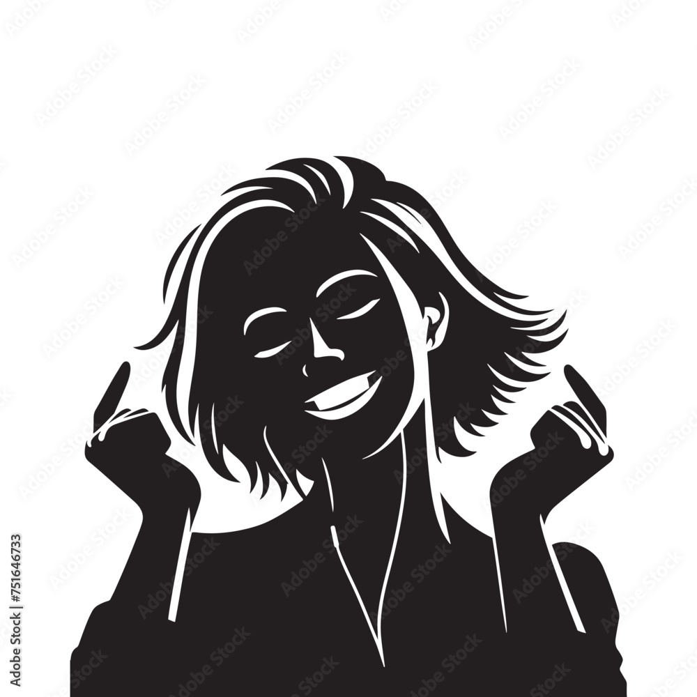 A Symbol of Contentment: A Happy Person Silhouette Embracing Inner Peace - Happy Illustration - Happy Expression Vector
