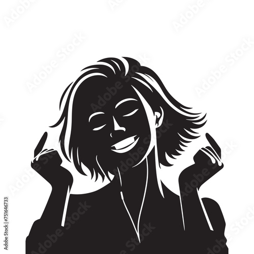 A Symbol of Contentment: A Happy Person Silhouette Embracing Inner Peace - Happy Illustration - Happy Expression Vector
