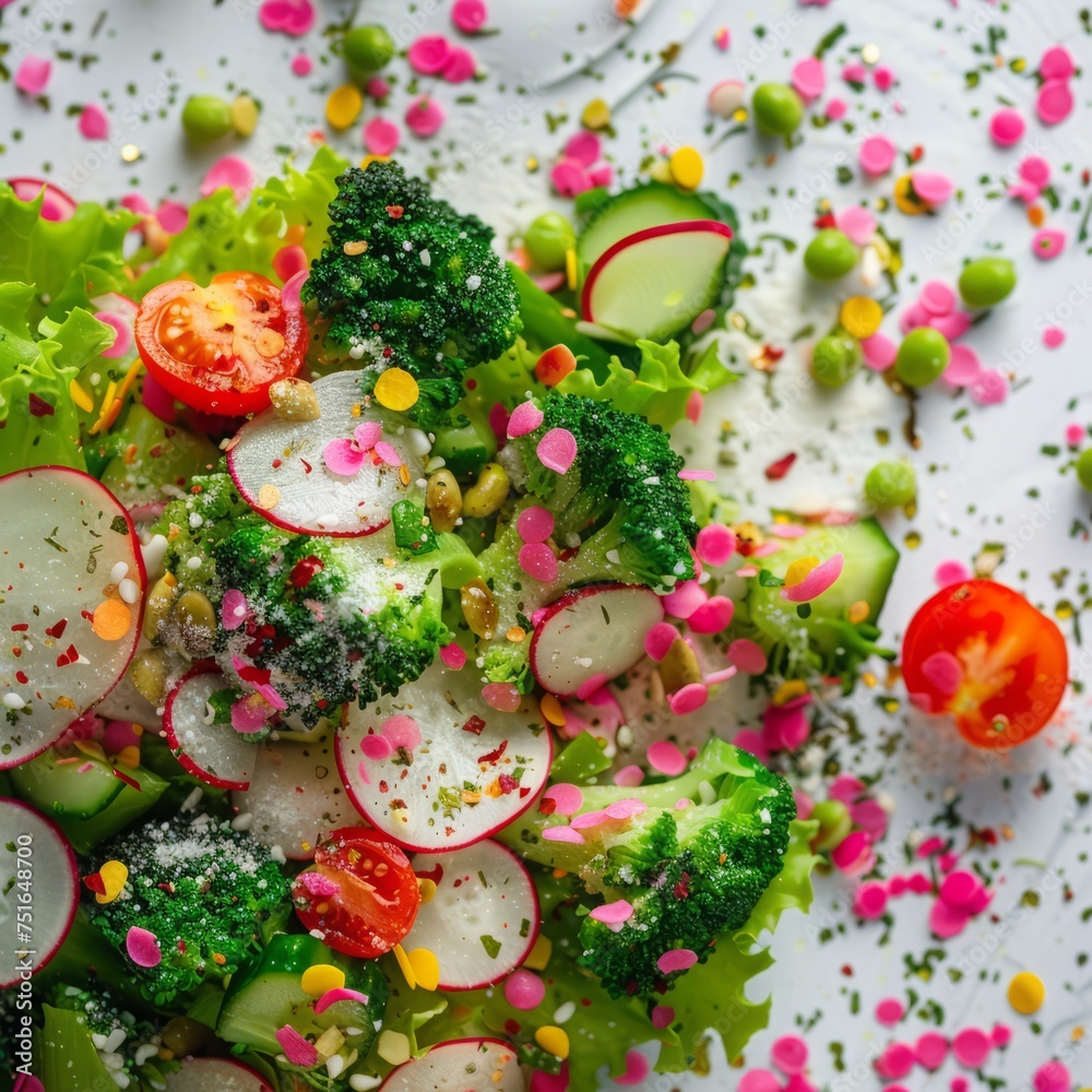 fresh vegetable salad background close up.