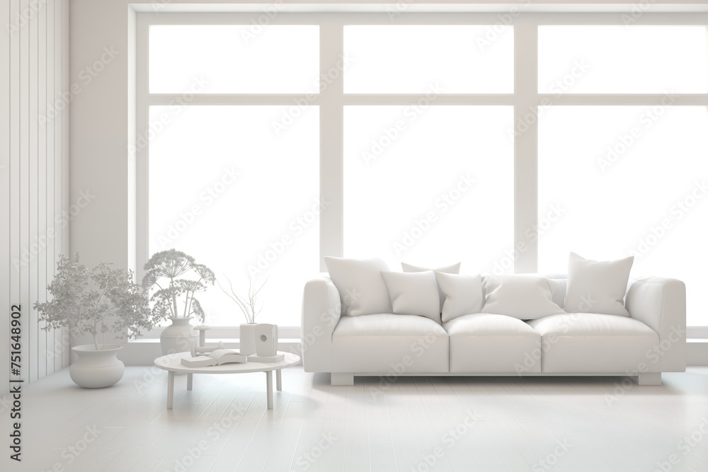 Fototapeta premium Grey interior design concept with furniture. 3D illustration