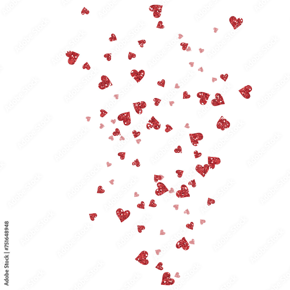 Floating red paper heart isolated on on a transparent background png. Background concept for love greetings on valentines day and mothers day. Space for text	