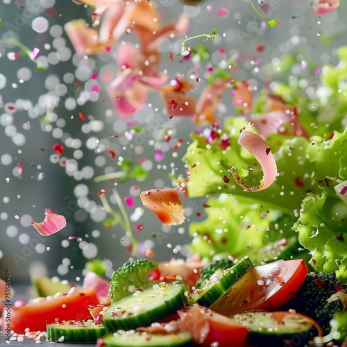 fresh vegetable salad background close up.