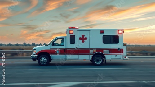 Ambulances are running on the road to help emergency patients to transport people to the hospital.