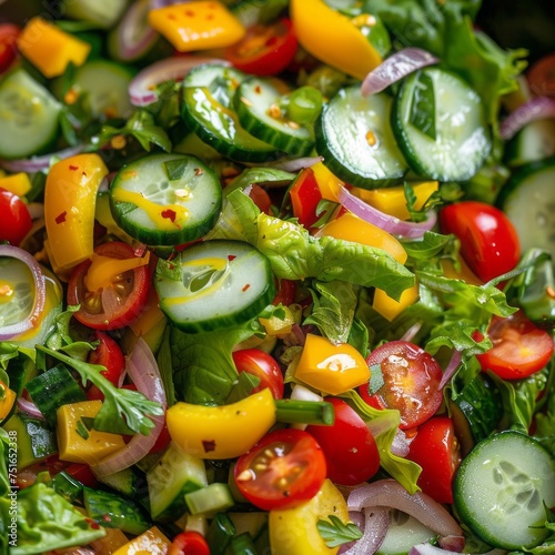 fresh vegetable salad background close up. © Yahor Shylau 