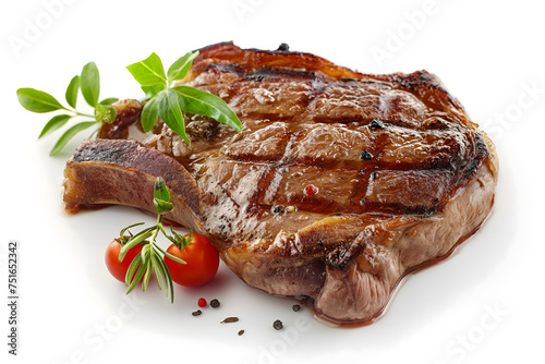 Juicy Grilled Steak Served with Fresh Herbs and Vegetables
