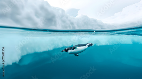 Gentle Glide of a Penguin in Pristine Waters