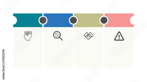 WOT Analysis Infographic Element, Vector llustration and elements with linear icons, SWOT diagram with 4 rectangular elements Scheme with 4 segments and icons,