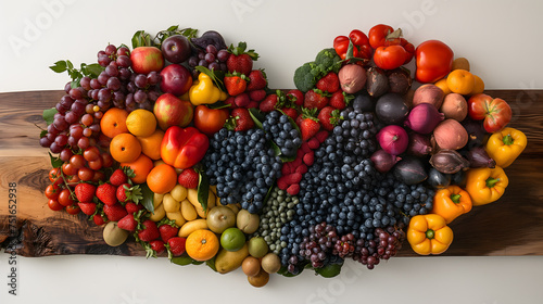 Heart-shaped Assortment of Fruits and Vegetables