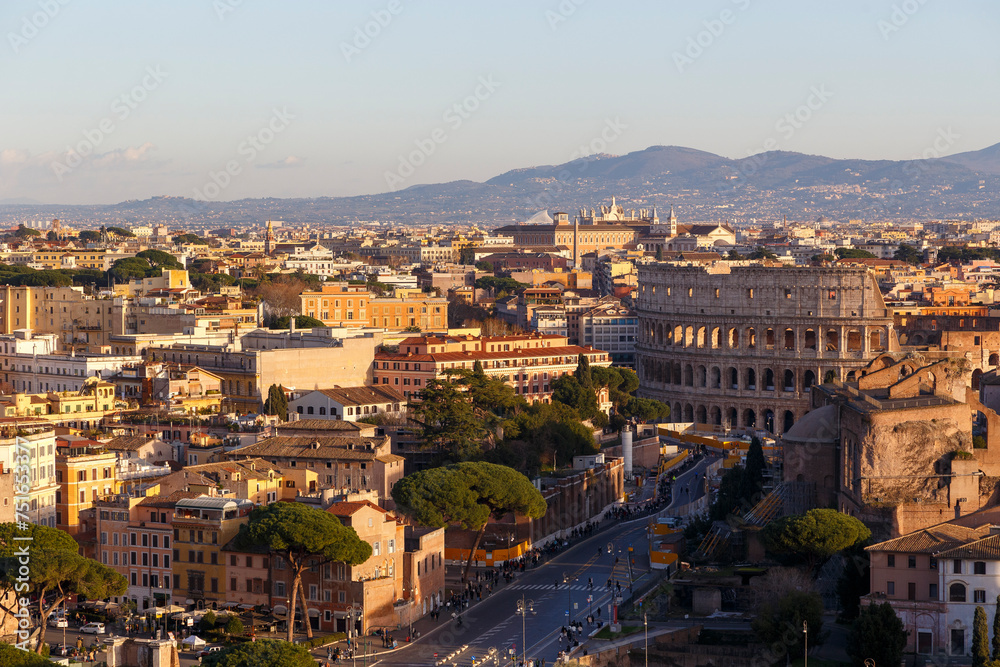 roof tops of Rome on dawn light