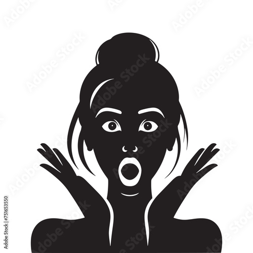 Silhouette of Surprised Person: Jaw Dropped in Amazement - Surprised Illustration - Surprised Expression Vector
