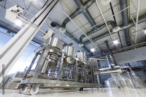 brewing equipment on wheels in beer factory captive shop