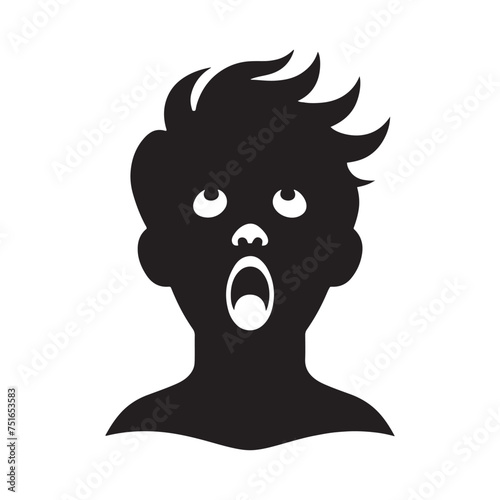 Silhouette of Surprised Person: Brows Raised in Bewilderment - Surprised Illustration - Surprised Expression Vector
