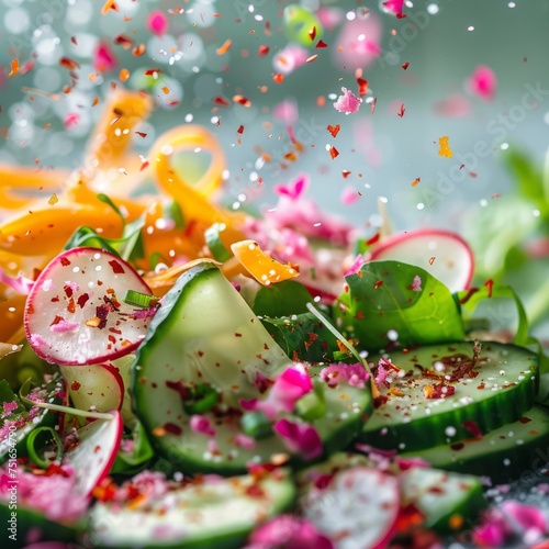 fresh vegetable salad background close up.