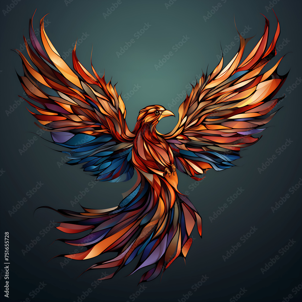 Obraz premium celestial flight - a mosaic bird in vibrant hues