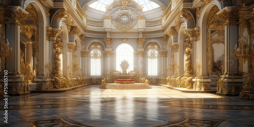 A classic European style palace  with gold decorations. wide format