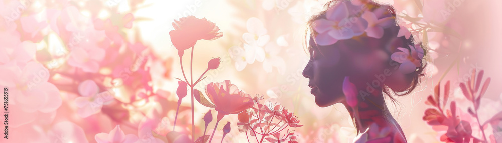 Florist silhouette pastel bloom wonderland - obrazy, fototapety, plakaty 