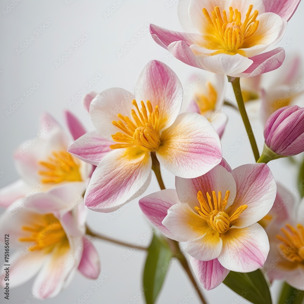 Free Photo Beautiful spring flowers on white background top view Floral pattern