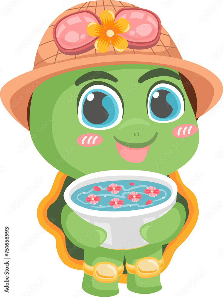 Naklejka premium cartoon animal in songkran and summer elements