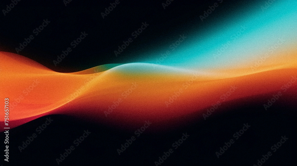 Obraz premium Abstract flowing light pattern, Red Cyan Yellow Orange on dark background, Wallpaper, desktop background, Poster