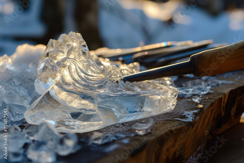 A ice sculpture with a shape