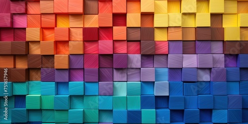 Colored wooden blocks arranged in a Pyramid pattern.