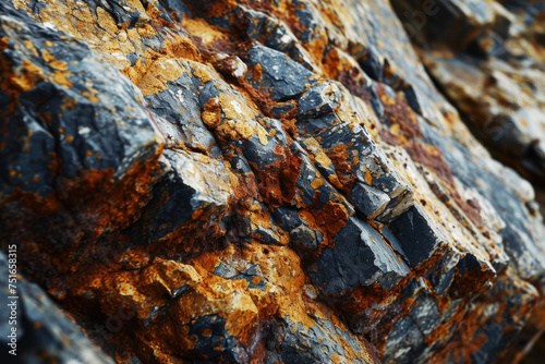 A rock texture with bumps and minerals