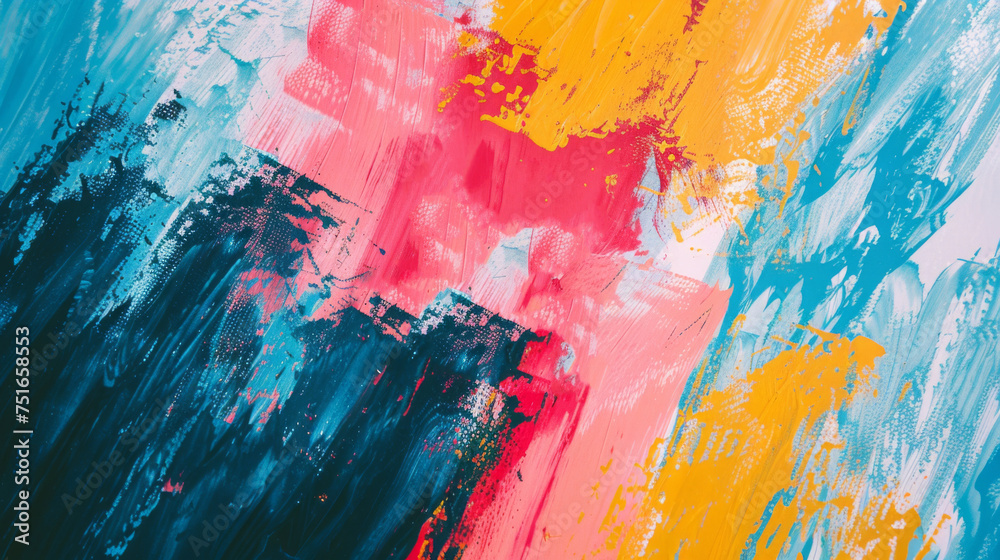 Vibrant abstract art in bright colors and brush strokes.