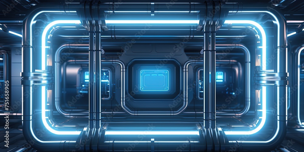 Space station or Sci-fi style futuristic facility external panel surface background. Exterior of scifi device.