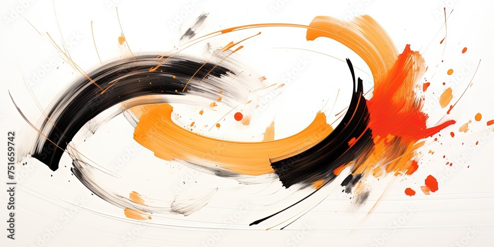 Obraz premium Abstract vintage Japanese calligraphy stroke painting style. lacquer painting.