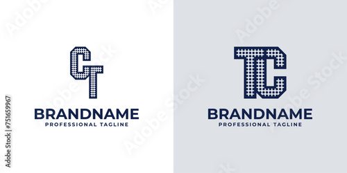 Letters CT and TC Dot Monogram Logo, Suitable for business with CT or TC initials