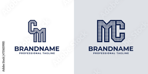 Letters CM and MC Dot Monogram Logo, Suitable for business with CM or MC initials