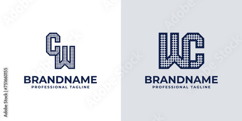Letters CW and WC Dot Monogram Logo, Suitable for business with CW or WC initials