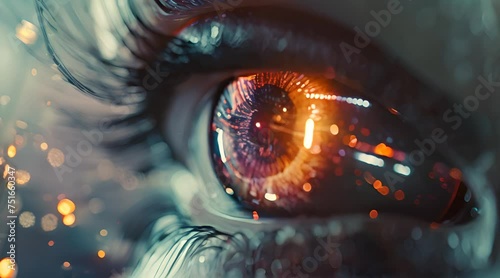 human eye with digital virtual hologram elements and virtual display photo