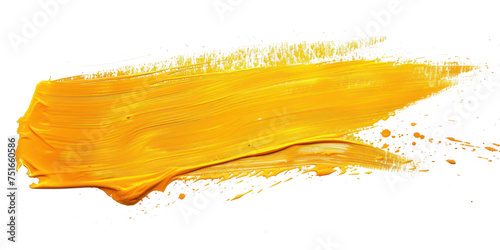 Yellow ink brush stroke, Yellow brush splashes isolated on transparent png. 