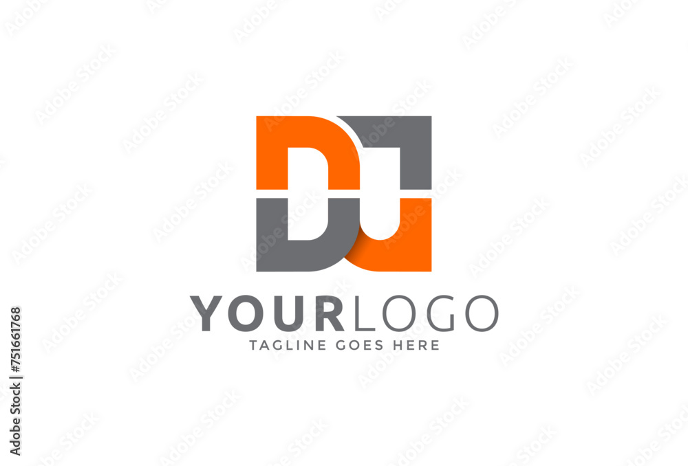 Letter D and J logo. Minimal Typography Logotype Concept. Combined