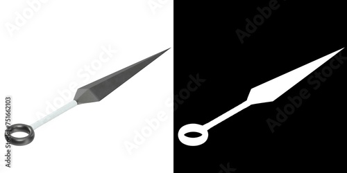 3D rendering illustration of a Japanese Kunai