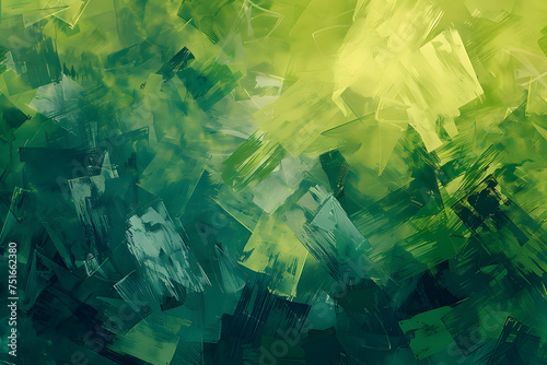 abstract background, green, yellow, emerald, brush strokes photo