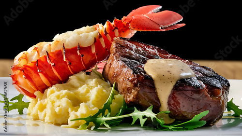 Capture the essence of Surf and Turf in a mouthwatering food photography shot