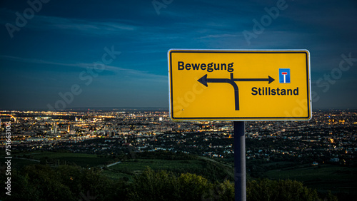 Photos Signposts the direct way to Movement versus Standstill