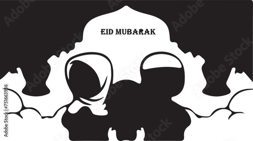 silhouette of a person wearing a headscarf for Eid