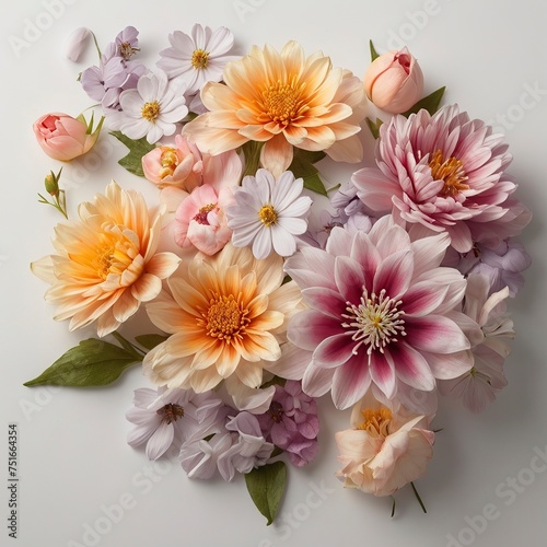 Free Photo Beautiful spring flowers on white background top view Floral pattern