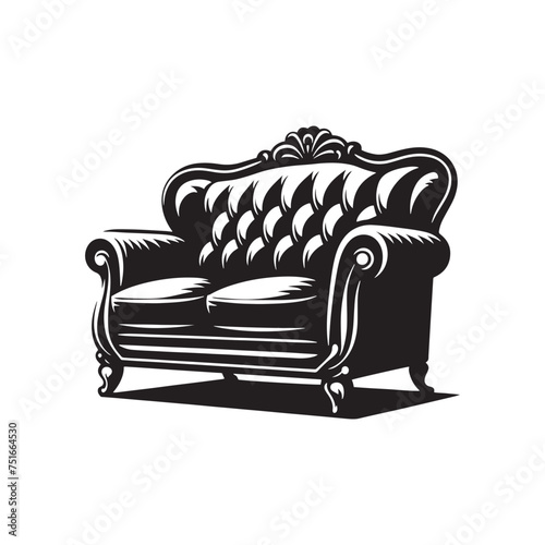 Sofa Silhouette - A Minimalist Design Capturing the Essence of Comfort - Illustration of Sofa - Vector of Sofa
