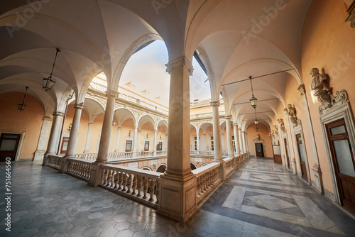  Arcade at Doria Tursi Palace in Genoa. This palace, one of three that together make up the Musei di Strada Nuova. photo