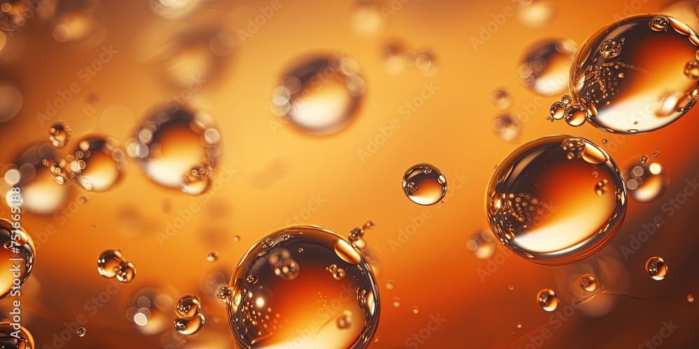 A captivating image showcasing reflective bubbles floating in an amber-tinted liquid with a subtle glow A captivating image showcasing reflective bubbles floating in an amber-tinted liquid with a subtle glow