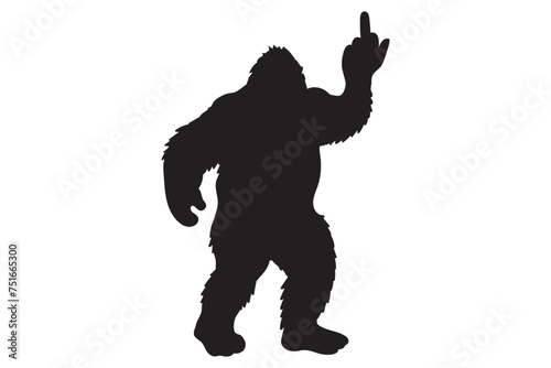 Bigfoot, Yeti, Silhouette, Wild Monster, Sasquatch, Bigfoot with middle finger, Stencil, Cut File, Printable